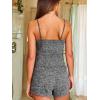 CUPSHE Satin Pajama Set Women Silk Camisole Pjs Ruffle Sleepwear 2 Piece Loungewear Shorts Set(G7-dark Grey)