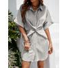 CUPSHE Shirt Dress for Women Button Down Stripe Short Sleeves Short Underneath Casual(Grey)