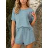 CUPSHE Short Sleeve Pajama Sets for Women Casual Crew Neck 2 Piece Lounge Sets(Baby Blue)