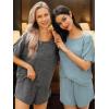 CUPSHE Short Sleeve Pajama Sets for Women Casual Crew Neck 2 Piece Lounge Sets(Dark Grey)