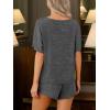 CUPSHE Short Sleeve Pajama Sets for Women Casual Crew Neck 2 Piece Lounge Sets(Dark Grey)