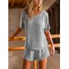 CUPSHE Short Sleeve Pajama Sets for Women Casual Crew Neck 2 Piece Lounge Sets(Grey)