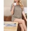 CUPSHE Short Sleeve Pajama Sets for Women Casual Crew Neck 2 Piece Lounge Sets(Khaki)
