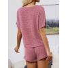 CUPSHE Short Sleeve Pajama Sets for Women Casual Crew Neck 2 Piece Lounge Sets(Maroon Red)