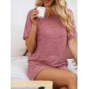 CUPSHE Short Sleeve Pajama Sets for Women Casual Crew Neck 2 Piece Lounge Sets(Maroon Red)