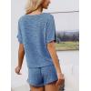 CUPSHE Short Sleeve Pajama Sets for Women Casual Crew Neck 2 Piece Lounge Sets(Petal Blue)