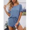 CUPSHE Short Sleeve Pajama Sets for Women Casual Crew Neck 2 Piece Lounge Sets(Petal Blue)