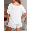 CUPSHE Short Sleeve Pajama Sets for Women Casual Crew Neck 2 Piece Lounge Sets(White)