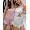 CUPSHE Silk Lingerie for Women Sexy Sleepwear 2 Piece Satin Pajama Shorts Set Sexy PJ Set(A1-pink)