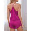 CUPSHE Silk Lingerie for Women Sexy Sleepwear 2 Piece Satin Pajama Shorts Set Sexy PJ Set(A1-raspberry)