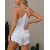 CUPSHE Silk Lingerie for Women Sexy Sleepwear 2 Piece Satin Pajama Shorts Set Sexy PJ Set(A1-white)
