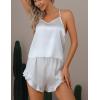 CUPSHE Silk Lingerie for Women Sexy Sleepwear 2 Piece Satin Pajama Shorts Set Sexy PJ Set(A1-white)