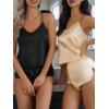 CUPSHE Silk Lingerie for Women Sexy Sleepwear 2 Piece Satin Pajama Shorts Set Sexy PJ Set(Black)