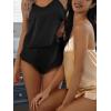 CUPSHE Silk Lingerie for Women Sexy Sleepwear 2 Piece Satin Pajama Shorts Set Sexy PJ Set(Black)