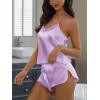 CUPSHE Silk Lingerie for Women Sexy Sleepwear 2 Piece Satin Pajama Shorts Set Sexy PJ Set(Light Purple)