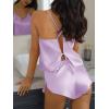 CUPSHE Silk Lingerie for Women Sexy Sleepwear 2 Piece Satin Pajama Shorts Set Sexy PJ Set(Light Purple)