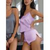 CUPSHE Silk Lingerie for Women Sexy Sleepwear 2 Piece Satin Pajama Shorts Set Sexy PJ Set(Light Purple)