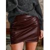 CUPSHE Skirts Women’s Faux Leather Mini Skirt Asymmetrical Hem Bodycon Skort High Waist Above Knee Clubwear Party Outfits(Burgundy)