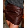 CUPSHE Skirts Women’s Faux Leather Mini Skirt Asymmetrical Hem Bodycon Skort High Waist Above Knee Clubwear Party Outfits(Burgundy)