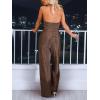 CUPSHE Summer Jumpsuits for Women Dressy Halter Neck Sleeveless Overalls Wide Leg Pants Rompers with Pockets Vacation Outfits(Brown)