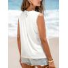 CUPSHE Summer Tank Tops for Women Sleeveless Lace Crochet Crewneck Top Dressy Beach Cover ups Vacation Outfits(White)