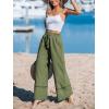 CUPSHE Summer Wide Leg Pants for Women Trendy Tie Waist High Waisted Palazzo Straight Pant with Pockets(Green)