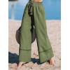 CUPSHE Summer Wide Leg Pants for Women Trendy Tie Waist High Waisted Palazzo Straight Pant with Pockets(Green)