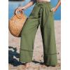 CUPSHE Summer Wide Leg Pants for Women Trendy Tie Waist High Waisted Palazzo Straight Pant with Pockets(Green)