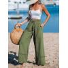 CUPSHE Summer Wide Leg Pants for Women Trendy Tie Waist High Waisted Palazzo Straight Pant with Pockets(Green)