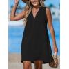 CUPSHE Swimsuit Coverup for Women V Neck Beachwear Sleeveless Beach Dress with Chest Pocket(Black)