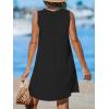CUPSHE Swimsuit Coverup for Women V Neck Beachwear Sleeveless Beach Dress with Chest Pocket(Black)