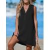 CUPSHE Swimsuit Coverup for Women V Neck Beachwear Sleeveless Beach Dress with Chest Pocket(Black)