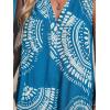 CUPSHE Swimsuit Coverup for Women V Neck Beachwear Sleeveless Beach Dress with Chest Pocket(Blue Patterned)