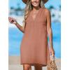 CUPSHE Swimsuit Coverup for Women V Neck Beachwear Sleeveless Beach Dress with Chest Pocket(Brick Red)