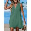 CUPSHE Swimsuit Coverup for Women V Neck Beachwear Sleeveless Beach Dress with Chest Pocket(Green)