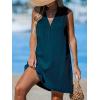 CUPSHE Swimsuit Coverup for Women V Neck Beachwear Sleeveless Beach Dress with Chest Pocket(Navy)