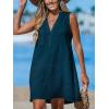 CUPSHE Swimsuit Coverup for Women V Neck Beachwear Sleeveless Beach Dress with Chest Pocket(Navy)