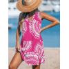 CUPSHE Swimsuit Coverup for Women V Neck Beachwear Sleeveless Beach Dress with Chest Pocket(Plum Patterned)