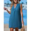 CUPSHE Swimsuit Coverup for Women V Neck Beachwear Sleeveless Beach Dress with Chest Pocket(Royal Blue)