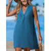CUPSHE Swimsuit Coverup for Women V Neck Beachwear Sleeveless Beach Dress with Chest Pocket(Royal Blue)