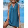 CUPSHE Swimsuit Coverup for Women V Neck Beachwear Sleeveless Beach Dress with Chest Pocket(Royal Blue)