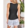 CUPSHE Tank Tops for Women Built-in Bra Sleeveless Padded Ribbed Fitted Top Casual Shirts Basic Cami Tops Vacation Outfits(Black)