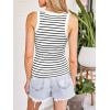 CUPSHE Tank Tops for Women Built-in Bra Sleeveless Padded Ribbed Fitted Top Casual Shirts Basic Cami Tops Vacation Outfits(Black Stripes)