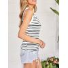 CUPSHE Tank Tops for Women Built-in Bra Sleeveless Padded Ribbed Fitted Top Casual Shirts Basic Cami Tops Vacation Outfits(Black Stripes)