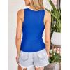 CUPSHE Tank Tops for Women Built-in Bra Sleeveless Padded Ribbed Fitted Top Casual Shirts Basic Cami Tops Vacation Outfits(Blue)