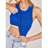 CUPSHE Tank Tops for Women Built-in Bra Sleeveless Padded Ribbed Fitted Top Casual Shirts Basic Cami Tops Vacation Outfits(Blue)