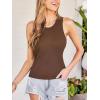 CUPSHE Tank Tops for Women Built-in Bra Sleeveless Padded Ribbed Fitted Top Casual Shirts Basic Cami Tops Vacation Outfits(Brown)