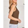 CUPSHE Tank Tops for Women Built-in Bra Sleeveless Padded Ribbed Fitted Top Casual Shirts Basic Cami Tops Vacation Outfits(Brown)