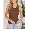 CUPSHE Tank Tops for Women Built-in Bra Sleeveless Padded Ribbed Fitted Top Casual Shirts Basic Cami Tops Vacation Outfits(Brown)