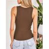 CUPSHE Tank Tops for Women Built-in Bra Sleeveless Padded Ribbed Fitted Top Casual Shirts Basic Cami Tops Vacation Outfits(Brown)